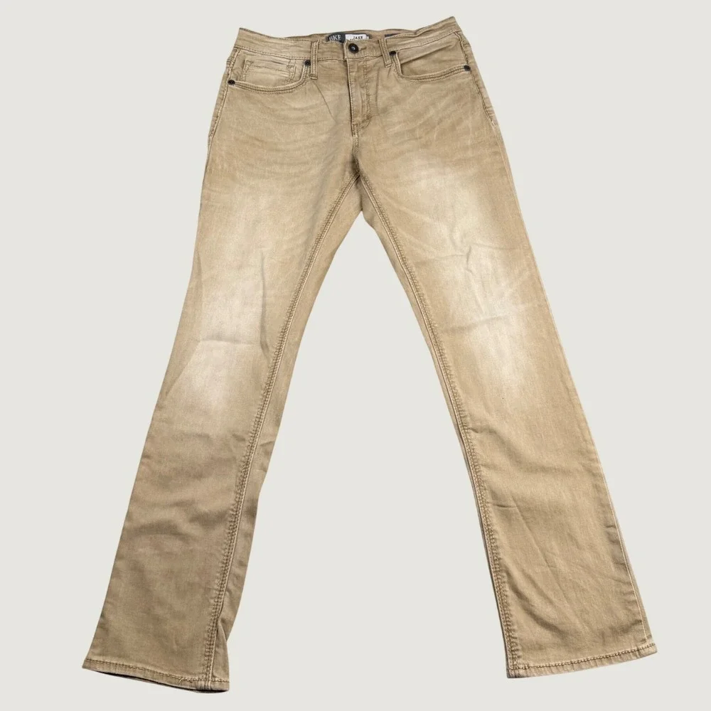 BKE Casuals Jake Straight Jeans Mens 33R Tan Khaki Stretch Pants FPS6634R